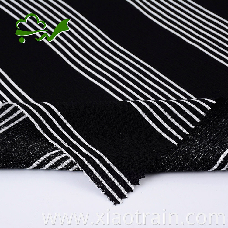 stripe printed viscose rayon crepe fabric